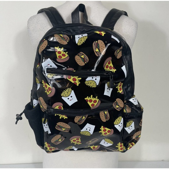 Fast Food Pizza Fries Burger Fashion Circus Sam Edelman Junk Food Backpack Clear - Picture 1 of 8